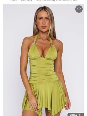 White Fox Use Somebody Mini Dress - Olive